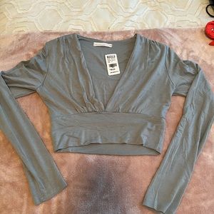 Wasabi+mint long sleeve crop top